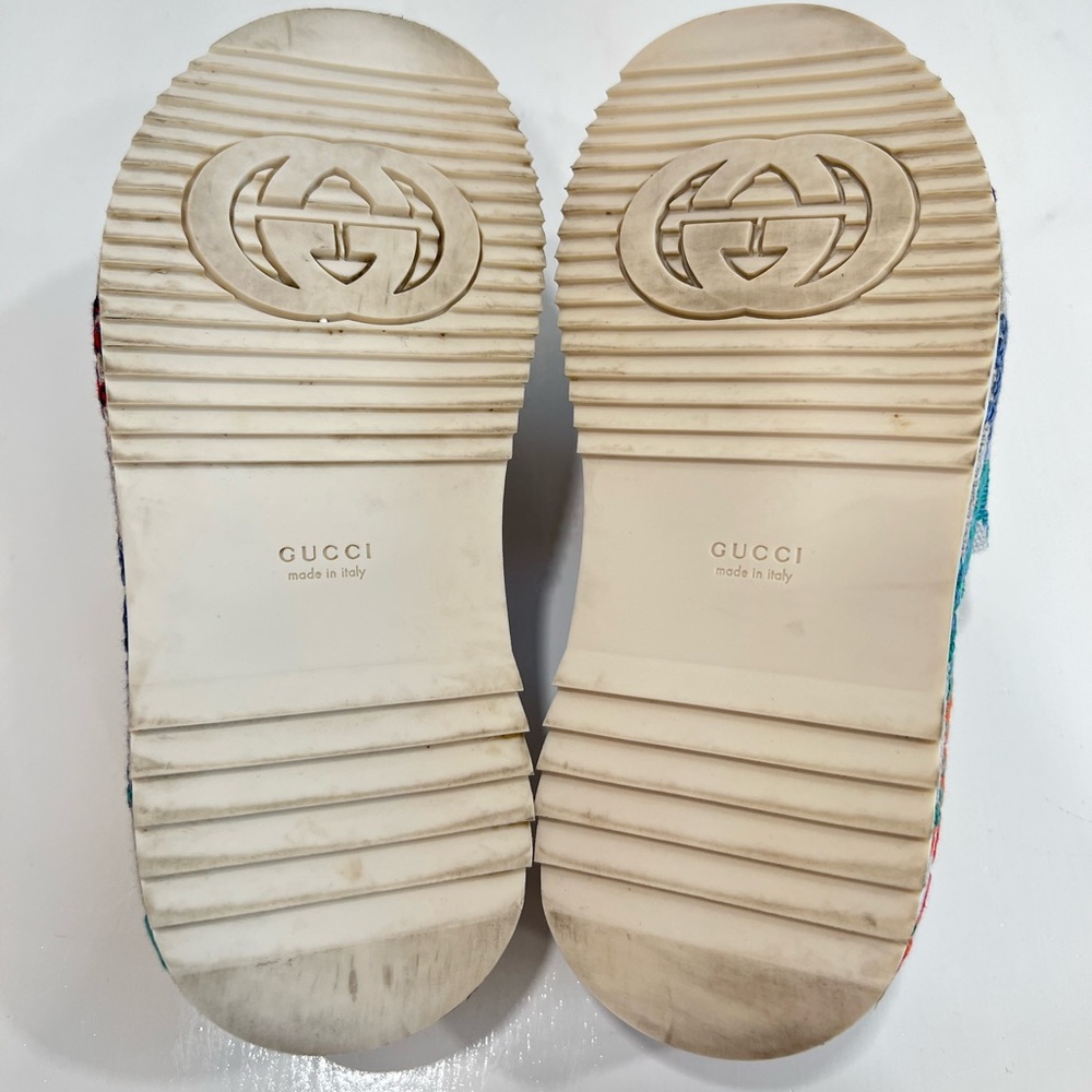 GUCCI Platform Multicolor logo print canvas slides - Picture 8 of 15